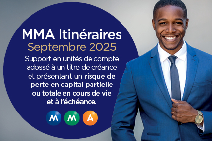 MMA Itinéraires Janvier 2025. Support en unités de comptes adossé à un titre de créance et présentant un risque de perte en capital partielle ou totale en cours de vie et à l'échéance.